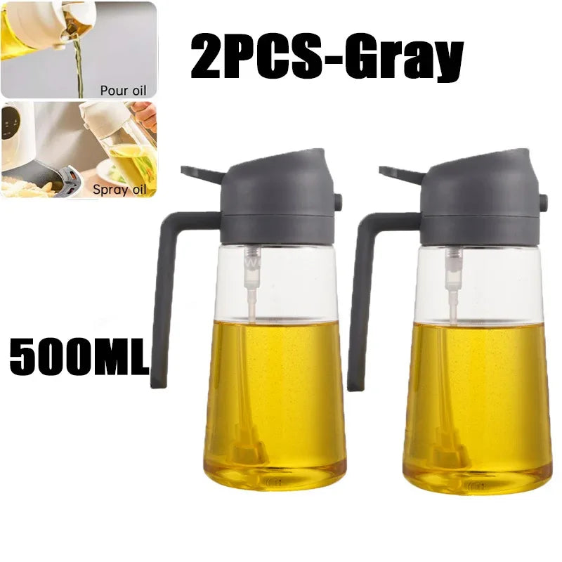 2-in-1 Glass Oil Sprayer & Dispenser Bottle - Dual Function Cooking Oil Dispenser for Kitchen & BBQ