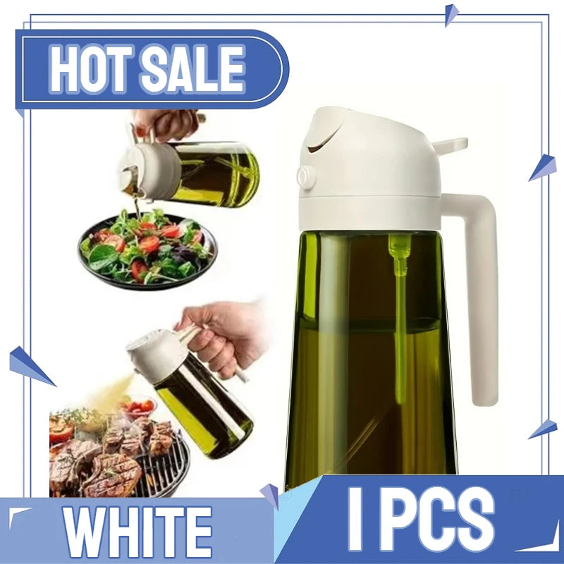 2-in-1 Glass Oil Sprayer & Dispenser Bottle - Dual Function Cooking Oil Dispenser for Kitchen & BBQ