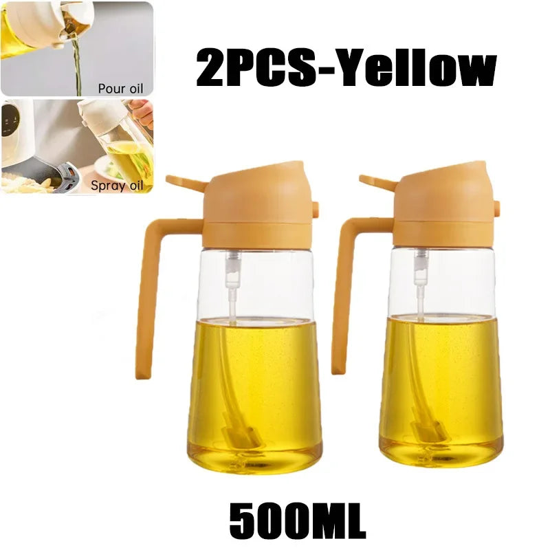 2-in-1 Glass Oil Sprayer & Dispenser Bottle - Dual Function Cooking Oil Dispenser for Kitchen & BBQ