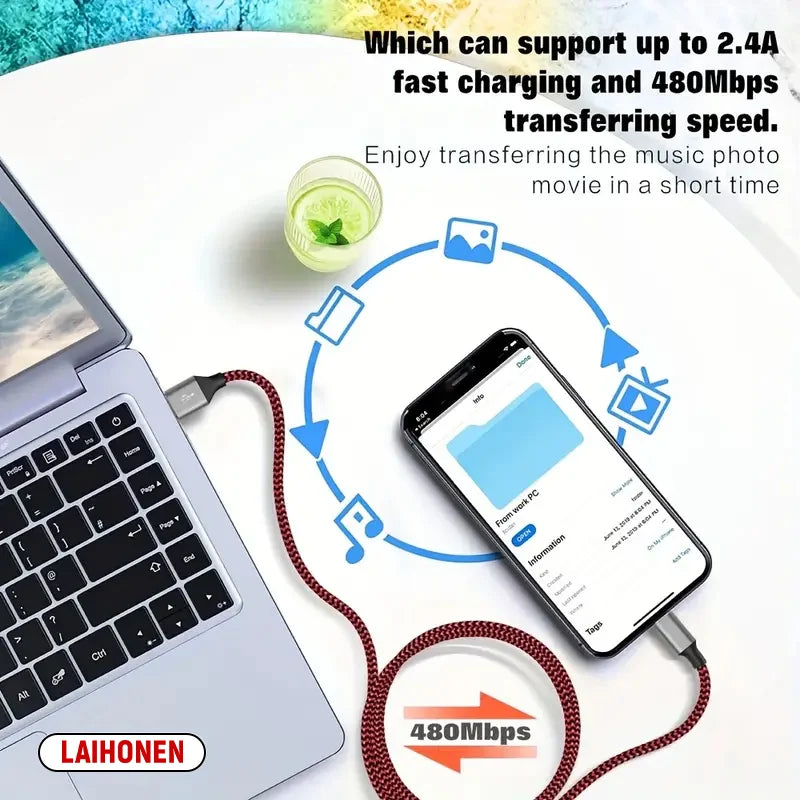 USB Lightning MFi Certified  Cable For iPhone 14 13 12 11 X XR Pro Max Fast Charging Cable Charger Data Wire Cord
