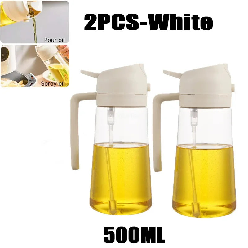 2-in-1 Glass Oil Sprayer & Dispenser Bottle - Dual Function Cooking Oil Dispenser for Kitchen & BBQ