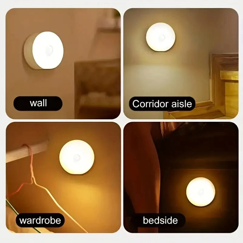 Smart Motion Sensor LED Night Light - USB Rechargeable Magnetic Cabinet & Hallway Light