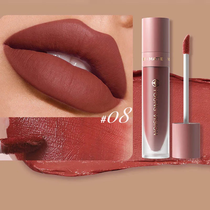 Long-Lasting Matte Liquid Lipstick - Waterproof Non-Stick Cup Lip Tint (8 Shades)