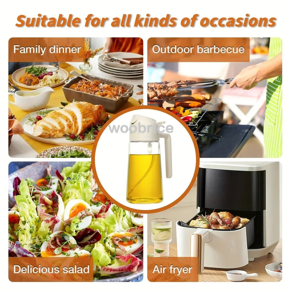 2-in-1 Glass Oil Sprayer & Dispenser Bottle - Dual Function Cooking Oil Dispenser for Kitchen & BBQ