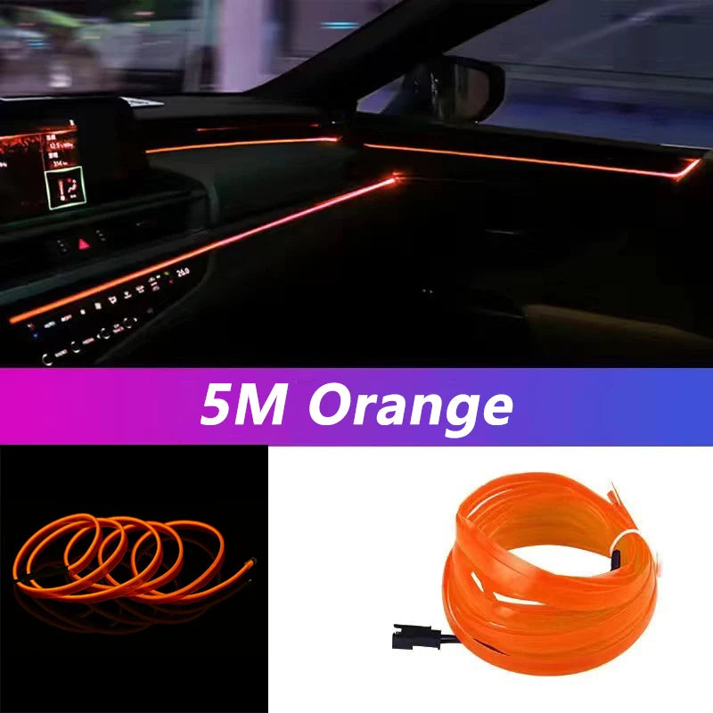 Universal Car Interior Ambient LED Light Strip - USB Powered Neon EL Wire Atmosphere Light with Pry Tool