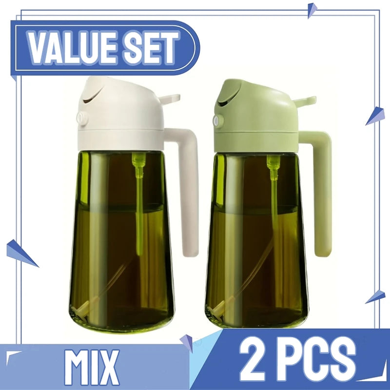 2-in-1 Glass Oil Sprayer & Dispenser Bottle - Dual Function Cooking Oil Dispenser for Kitchen & BBQ