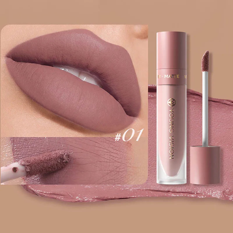 Long-Lasting Matte Liquid Lipstick - Waterproof Non-Stick Cup Lip Tint (8 Shades)