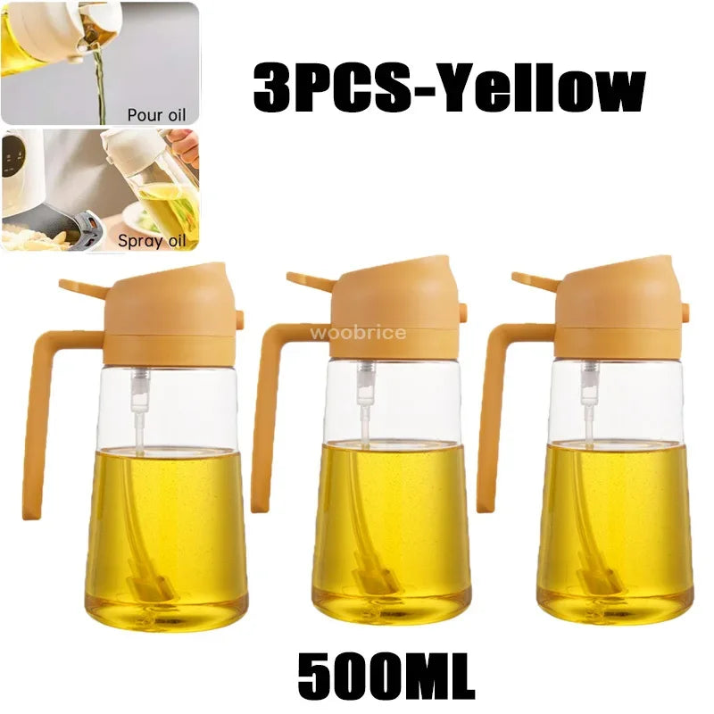 2-in-1 Glass Oil Sprayer & Dispenser Bottle - Dual Function Cooking Oil Dispenser for Kitchen & BBQ