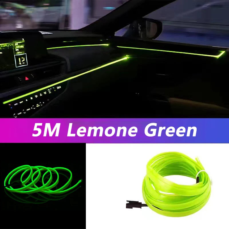 Universal Car Interior Ambient LED Light Strip - USB Powered Neon EL Wire Atmosphere Light with Pry Tool