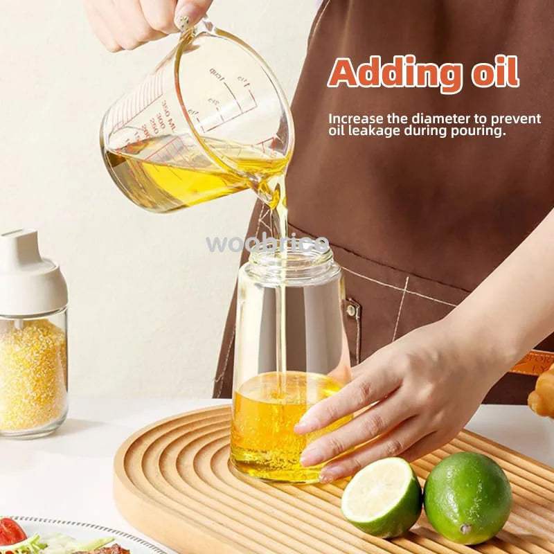 2-in-1 Glass Oil Sprayer & Dispenser Bottle - Dual Function Cooking Oil Dispenser for Kitchen & BBQ