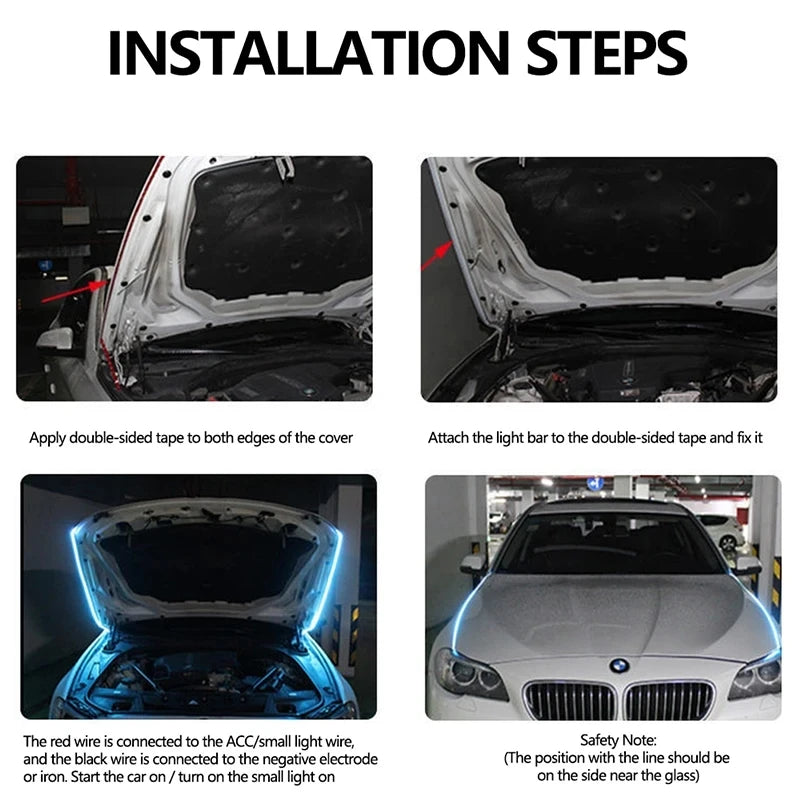 Dynamic LED Car Hood Light Strip - Universal 12V