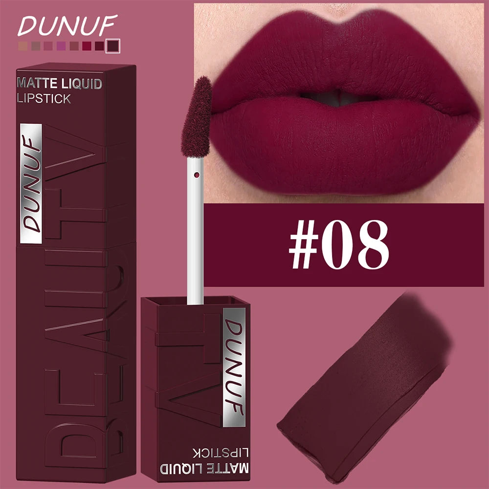 Long-Lasting Matte Liquid Lipstick - Waterproof Non-Stick Cup Lip Tint (8 Shades)