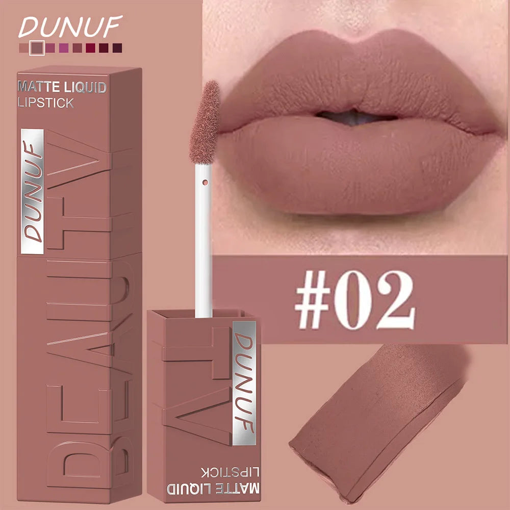Long-Lasting Matte Liquid Lipstick - Waterproof Non-Stick Cup Lip Tint (8 Shades)
