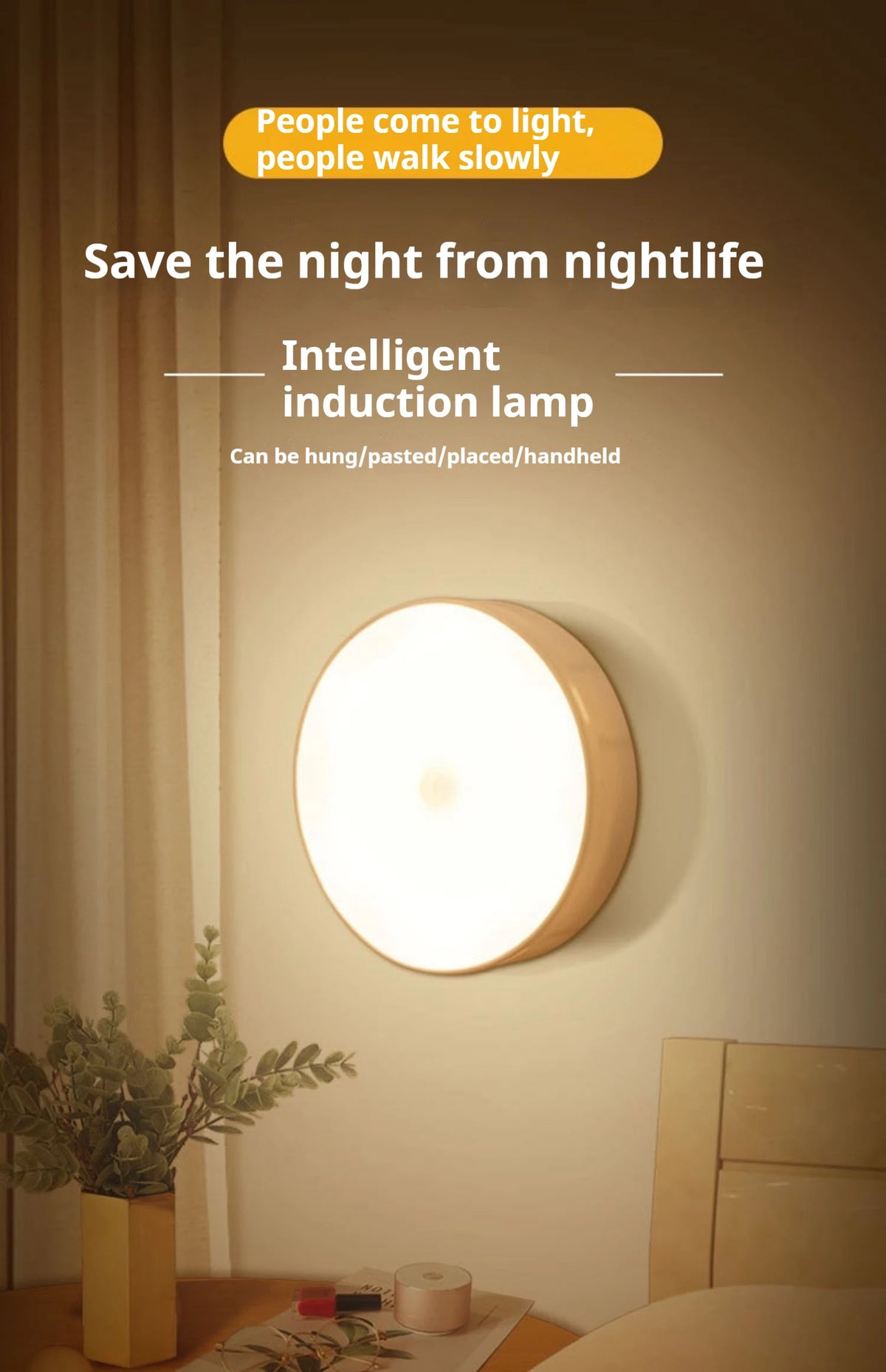 Smart Motion Sensor LED Night Light - USB Rechargeable Magnetic Cabinet & Hallway Light