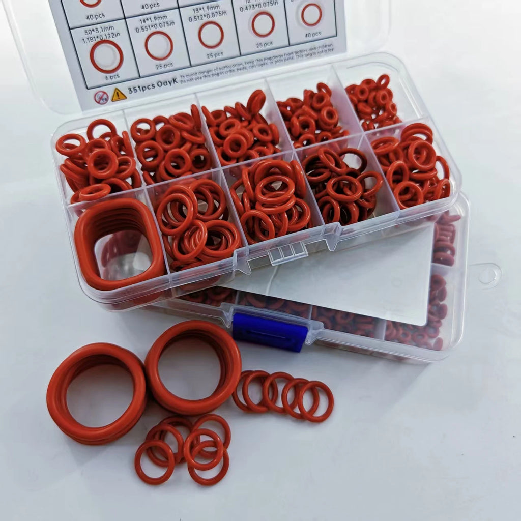 351-Piece Universal Silicone O-Ring Assortment Kit - Multi-Size Sealing Washers