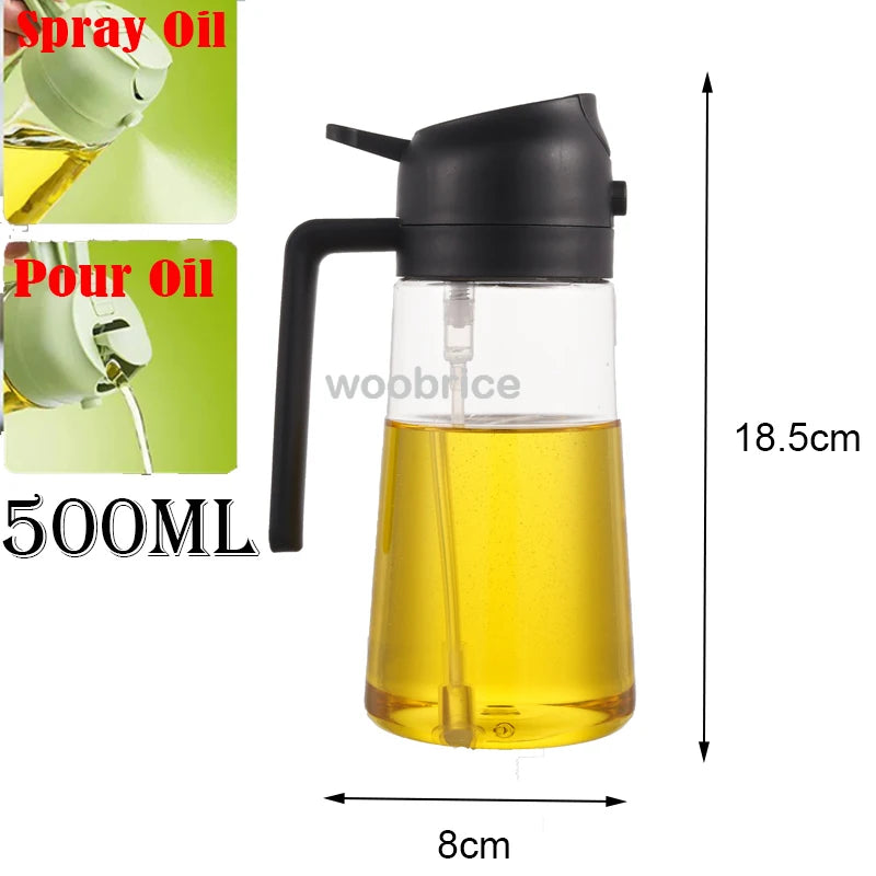 2-in-1 Glass Oil Sprayer & Dispenser Bottle - Dual Function Cooking Oil Dispenser for Kitchen & BBQ