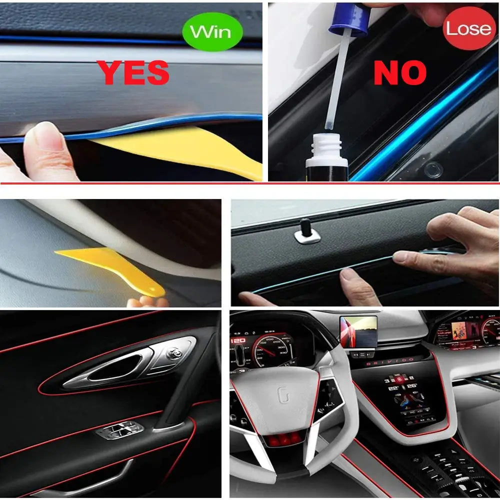 Universal Car Interior Ambient LED Light Strip - USB Powered Neon EL Wire Atmosphere Light with Pry Tool