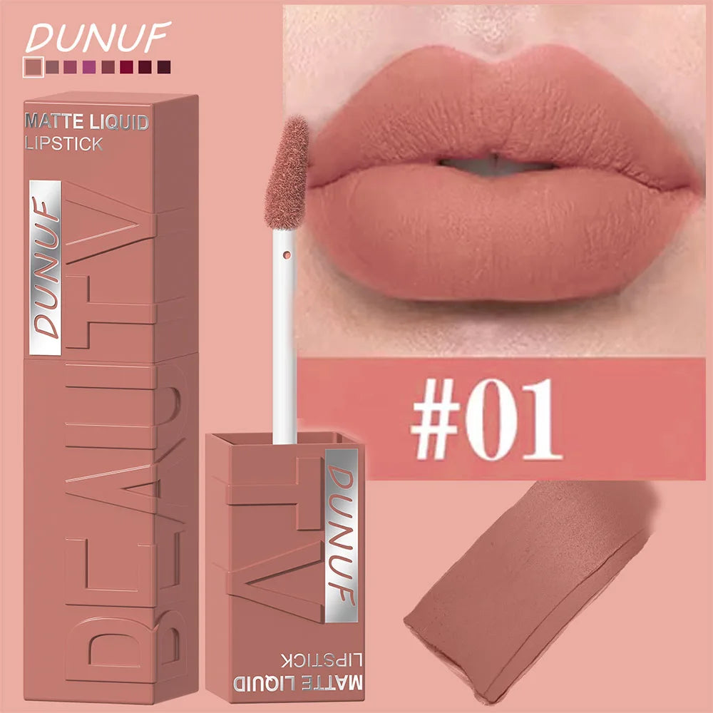 Long-Lasting Matte Liquid Lipstick - Waterproof Non-Stick Cup Lip Tint (8 Shades)