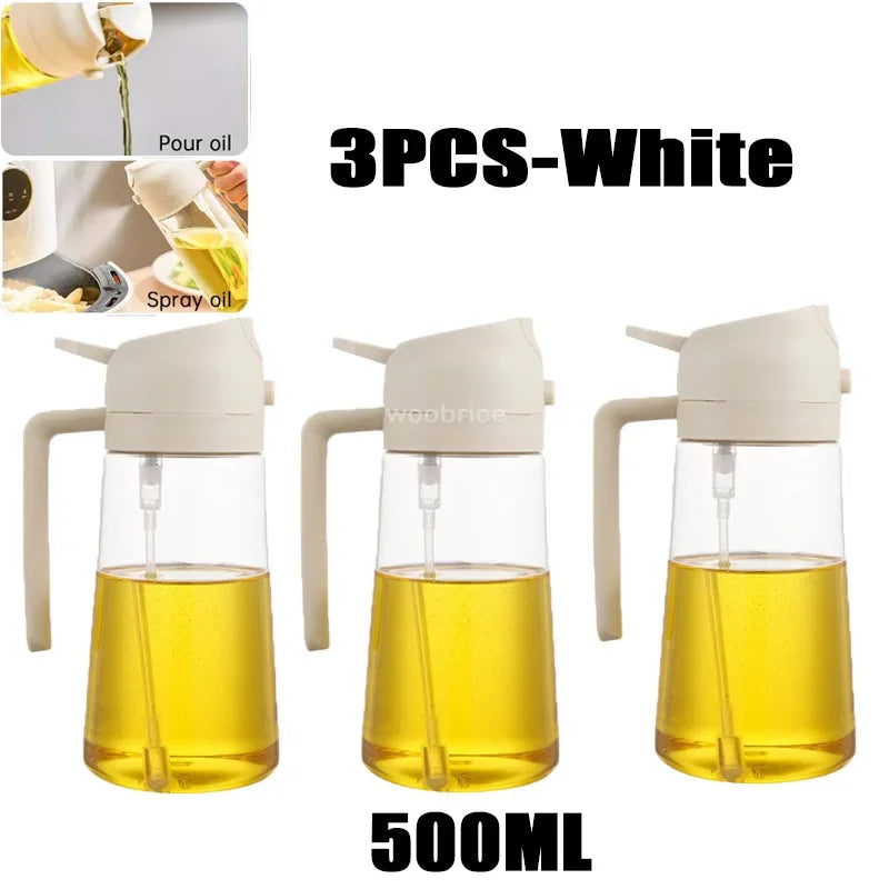 2-in-1 Glass Oil Sprayer & Dispenser Bottle - Dual Function Cooking Oil Dispenser for Kitchen & BBQ