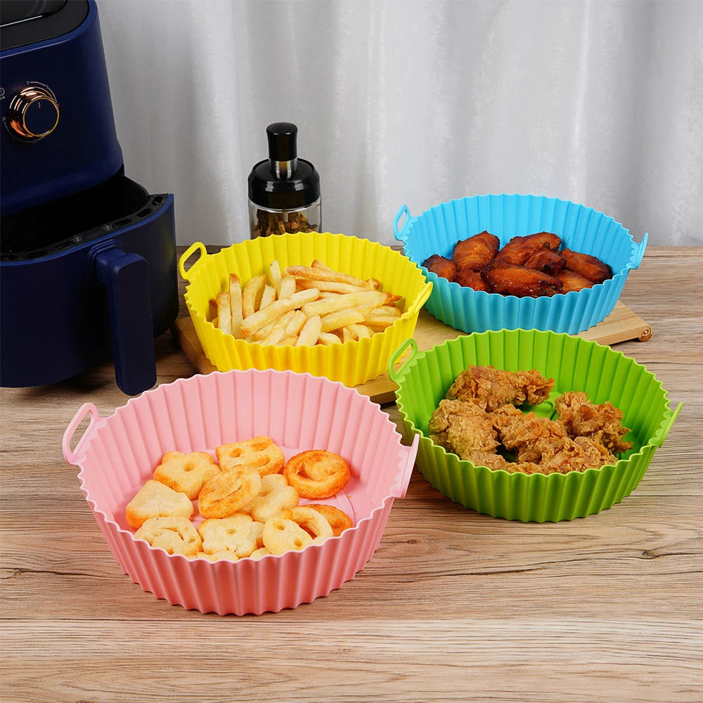 Silicone Air Fryer Liners Pot,Airfryer Basket Cooking Gadgets ,Reusable Baking Tray Non-stick Pizza Pan Oven Kitchen Accessories