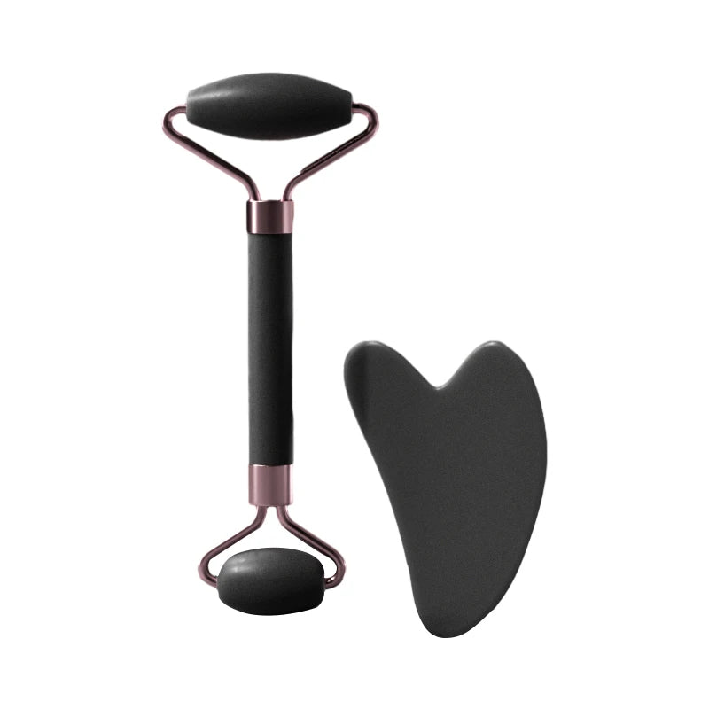 Rose Quartz Jade Roller & Heart-Shaped Gua Sha Facial Massage Set
