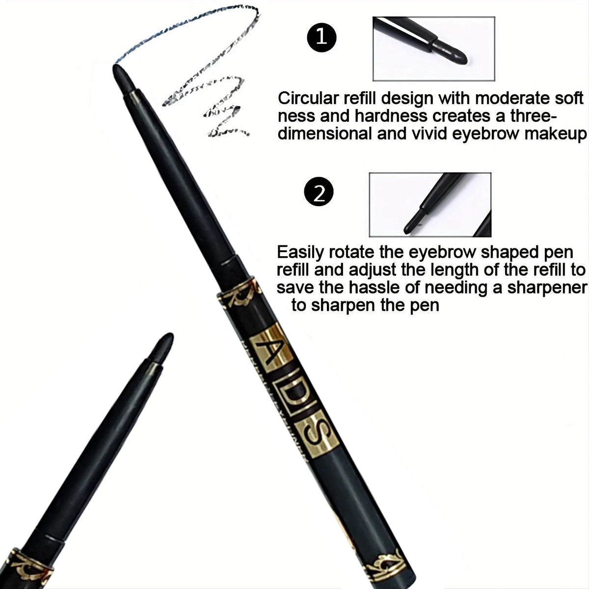Waterproof Black Eyeliner & Kajal Pencil - Ultra Smudge-Proof Eye Pencil