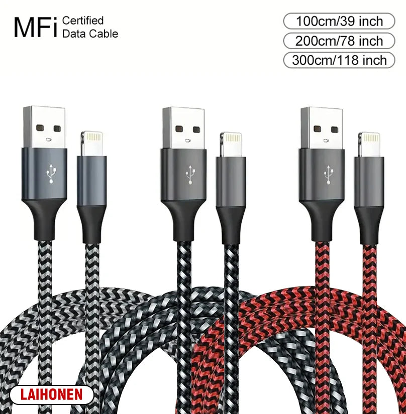 USB Lightning MFi Certified  Cable For iPhone 14 13 12 11 X XR Pro Max Fast Charging Cable Charger Data Wire Cord