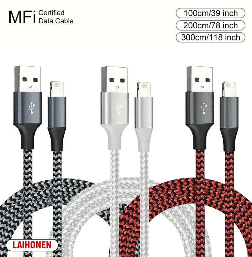 USB Lightning MFi Certified  Cable For iPhone 14 13 12 11 X XR Pro Max Fast Charging Cable Charger Data Wire Cord