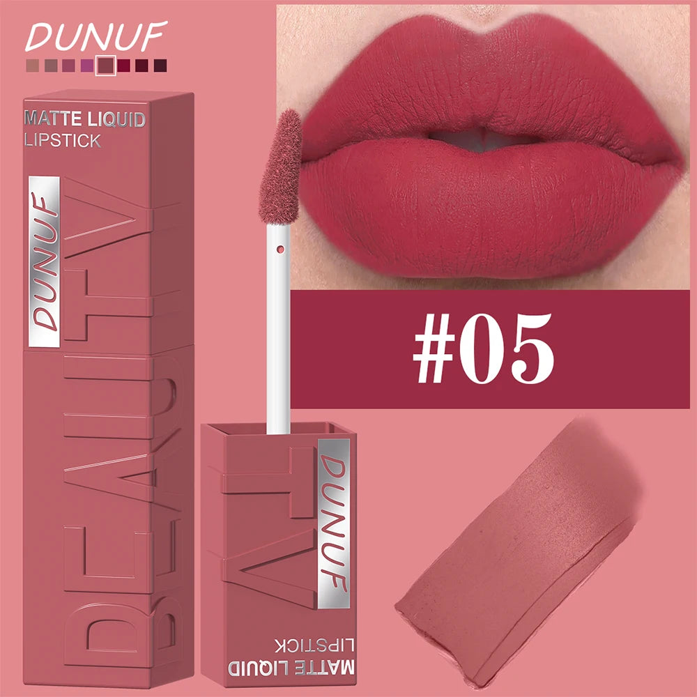 Long-Lasting Matte Liquid Lipstick - Waterproof Non-Stick Cup Lip Tint (8 Shades)