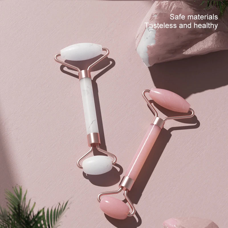 Rose Quartz Jade Roller & Heart-Shaped Gua Sha Facial Massage Set