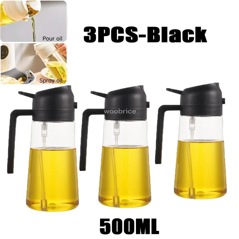 2-in-1 Glass Oil Sprayer & Dispenser Bottle - Dual Function Cooking Oil Dispenser for Kitchen & BBQ