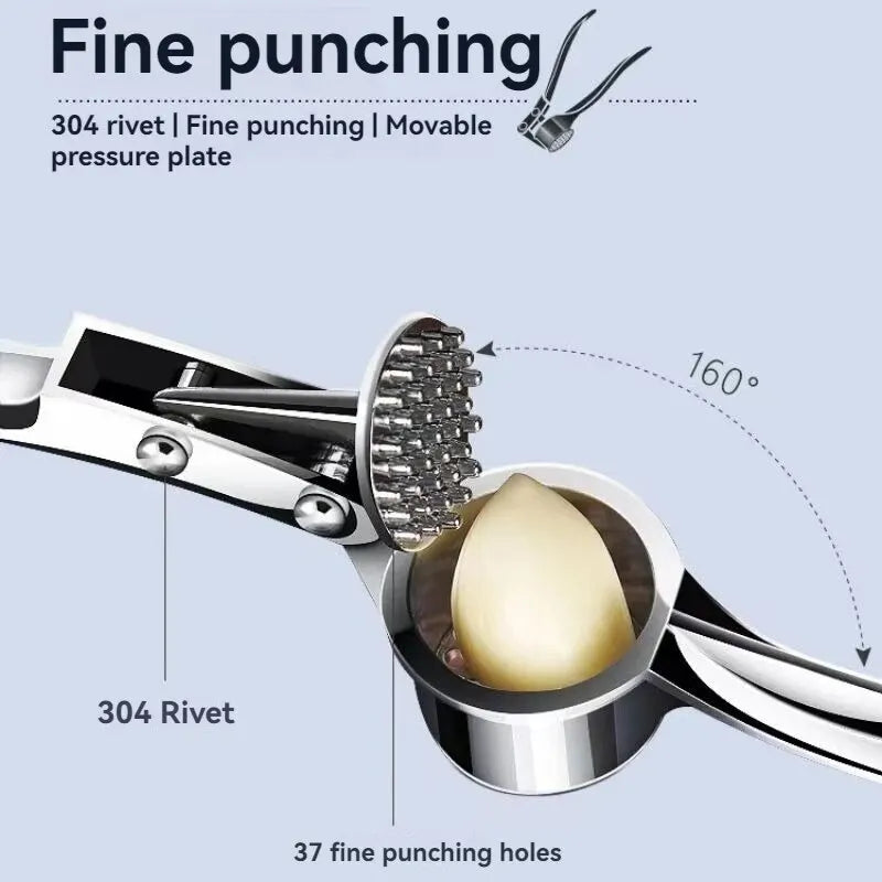 Heavy Duty Zinc Alloy Garlic Press & Mincer – Professional Manual Garlic Crusher