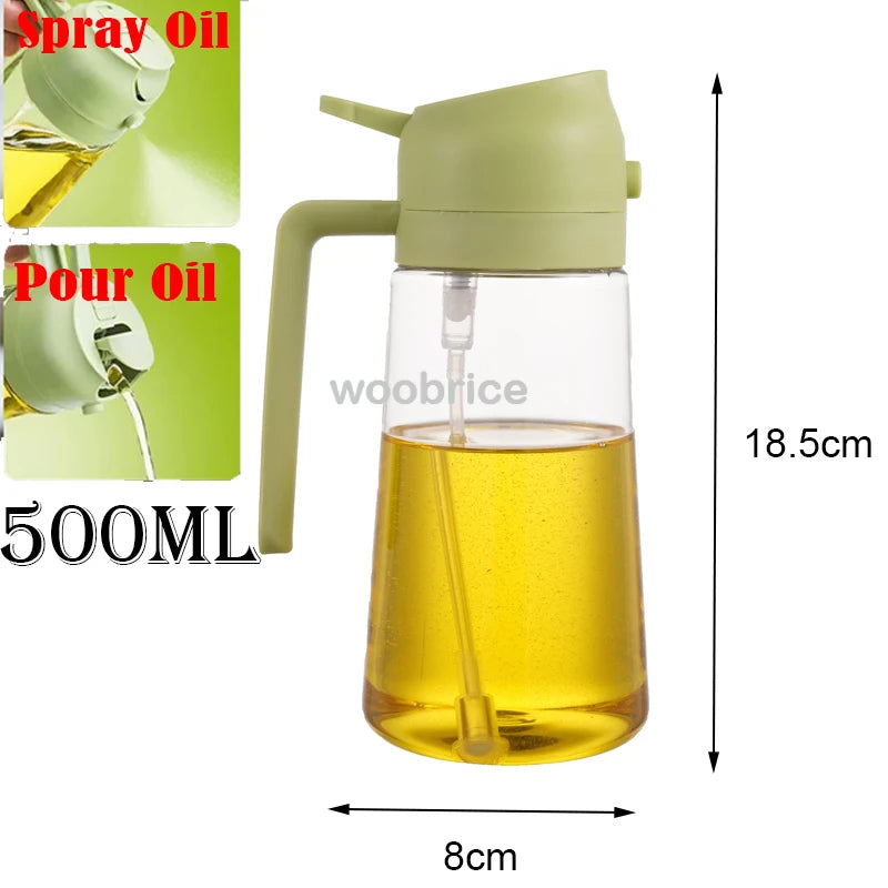 2-in-1 Glass Oil Sprayer & Dispenser Bottle - Dual Function Cooking Oil Dispenser for Kitchen & BBQ