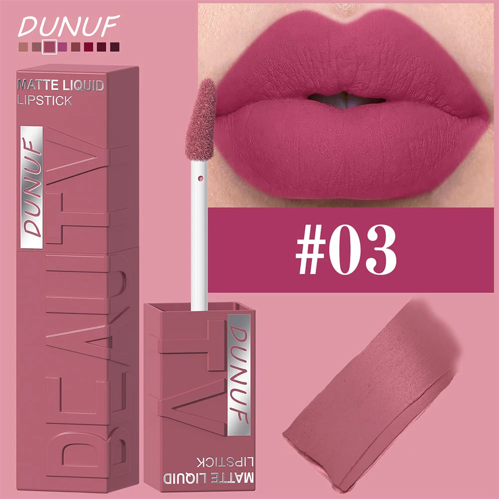 Long-Lasting Matte Liquid Lipstick - Waterproof Non-Stick Cup Lip Tint (8 Shades)
