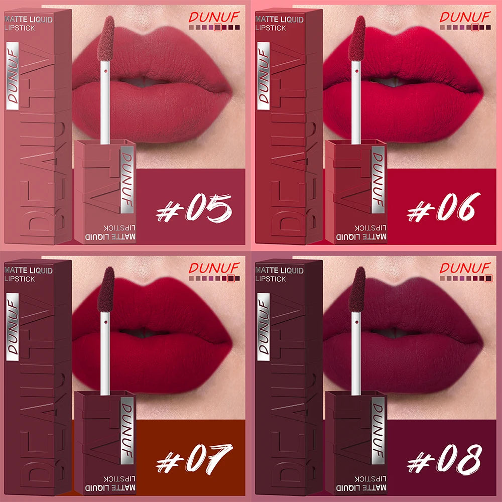 Long-Lasting Matte Liquid Lipstick - Waterproof Non-Stick Cup Lip Tint (8 Shades)
