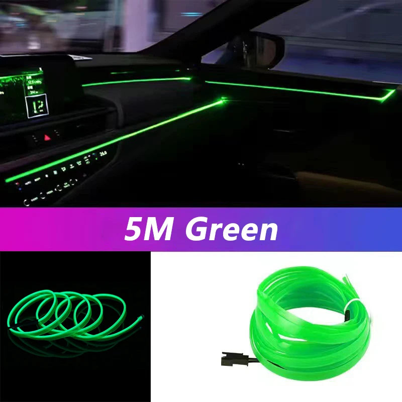 Universal Car Interior Ambient LED Light Strip - USB Powered Neon EL Wire Atmosphere Light with Pry Tool