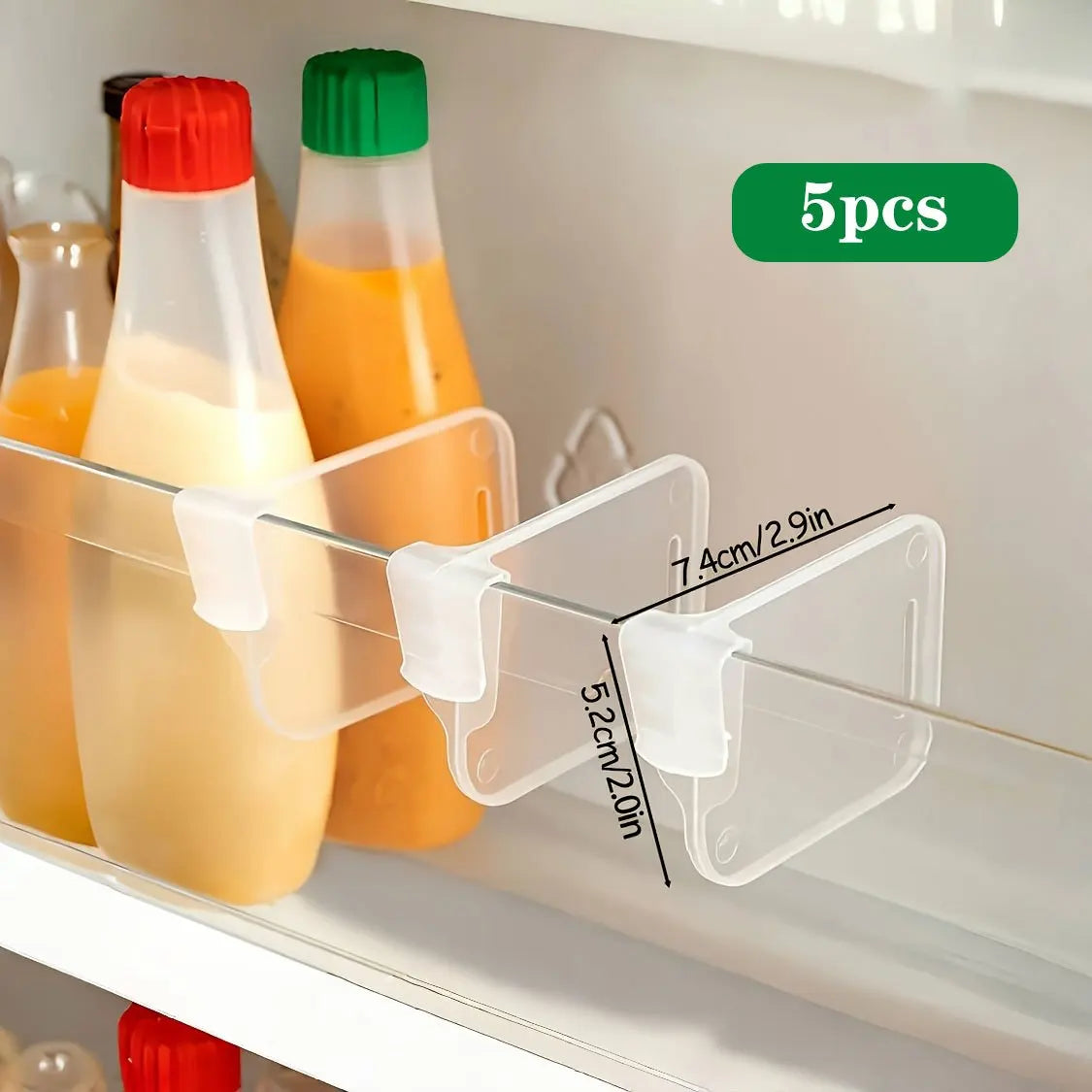 5 10 15 20PCS Sturdy Clear Refrigerator Organizer Dividers Adjustable Fridge Storage Kitchen Cabinets Space Saving Compartments