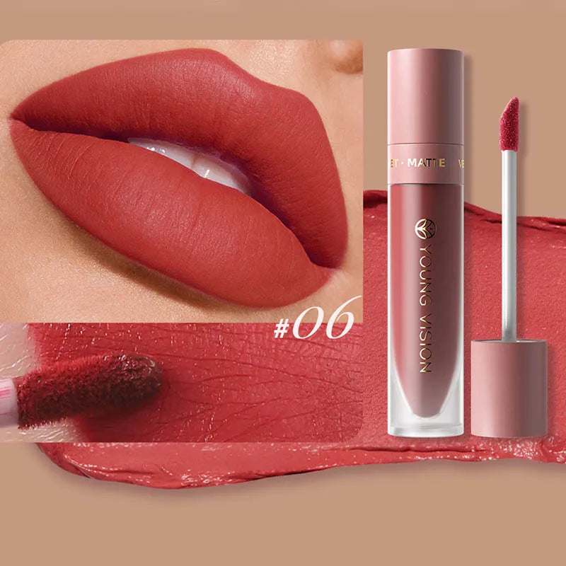 Long-Lasting Matte Liquid Lipstick - Waterproof Non-Stick Cup Lip Tint (8 Shades)