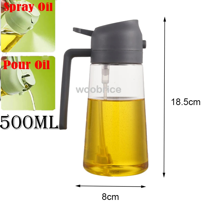 2-in-1 Glass Oil Sprayer & Dispenser Bottle - Dual Function Cooking Oil Dispenser for Kitchen & BBQ