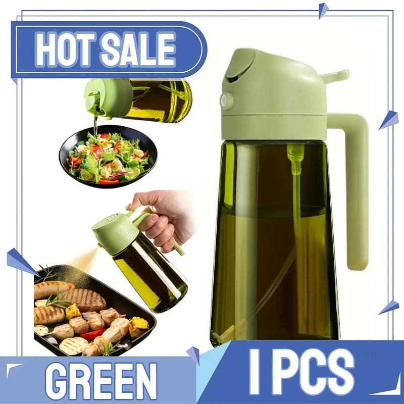 2-in-1 Glass Oil Sprayer & Dispenser Bottle - Dual Function Cooking Oil Dispenser for Kitchen & BBQ