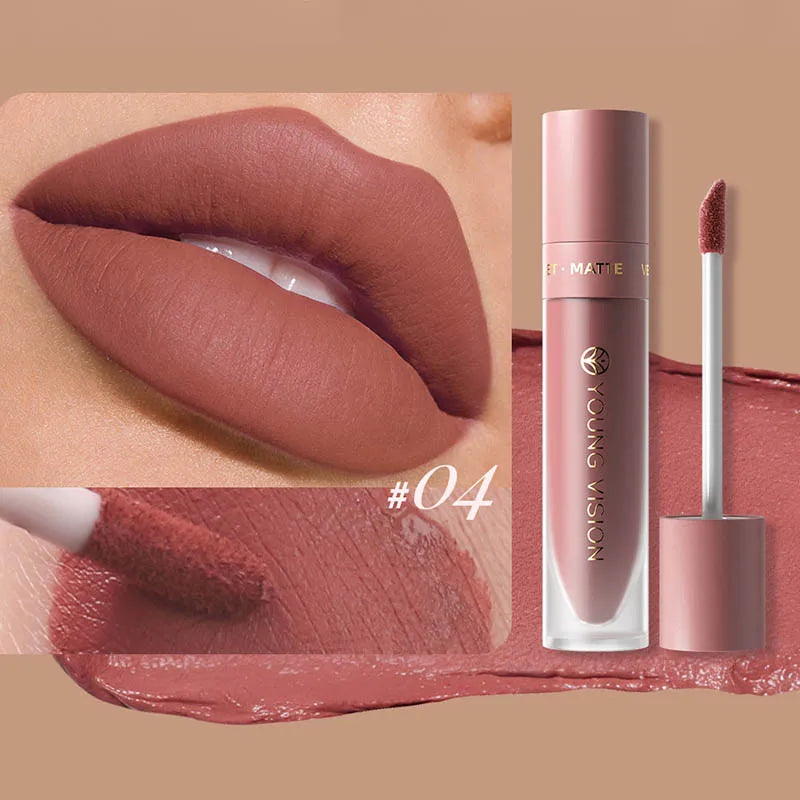 Long-Lasting Matte Liquid Lipstick - Waterproof Non-Stick Cup Lip Tint (8 Shades)