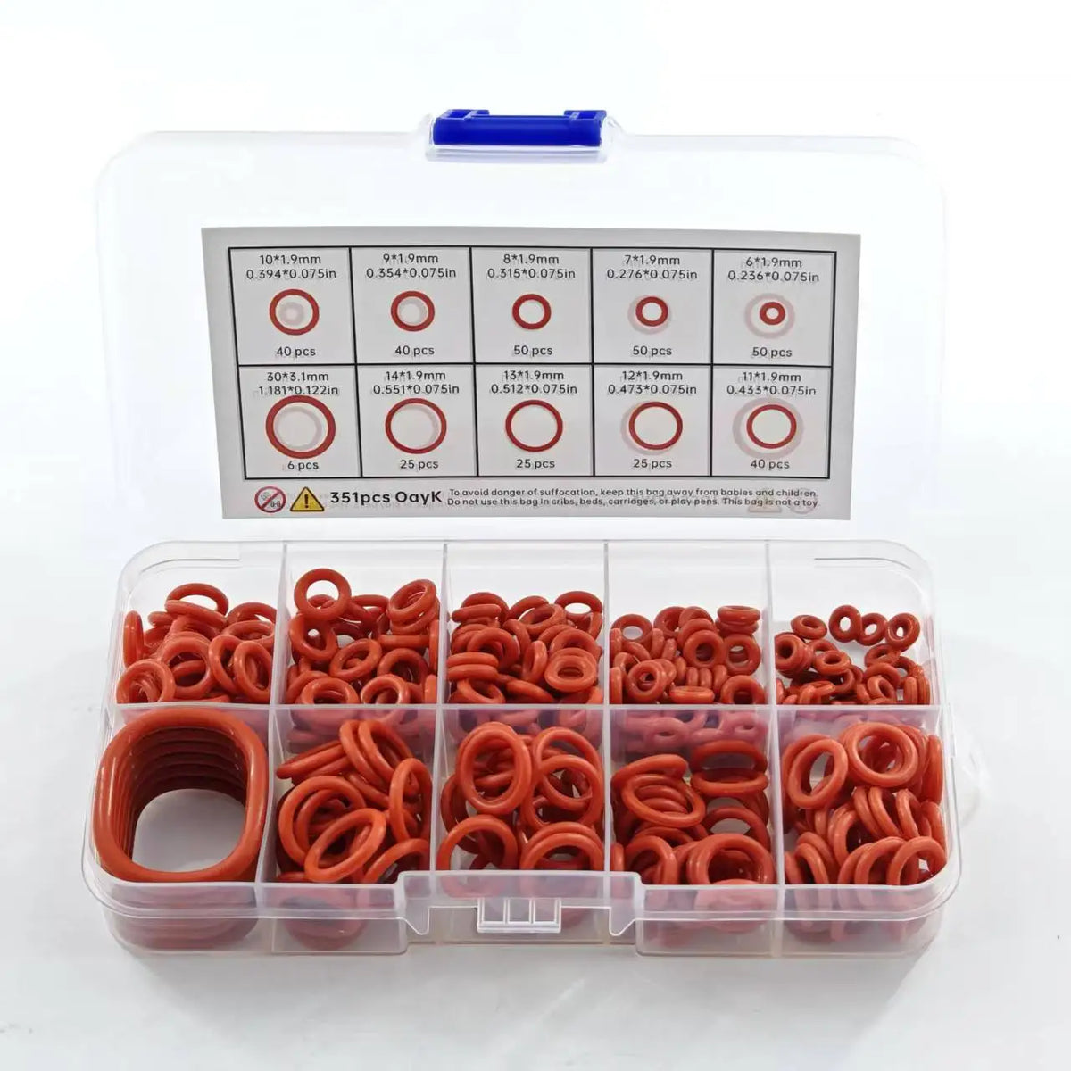 351-Piece Universal Silicone O-Ring Assortment Kit - Multi-Size Sealing Washers