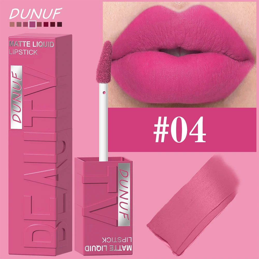Long-Lasting Matte Liquid Lipstick - Waterproof Non-Stick Cup Lip Tint (8 Shades)