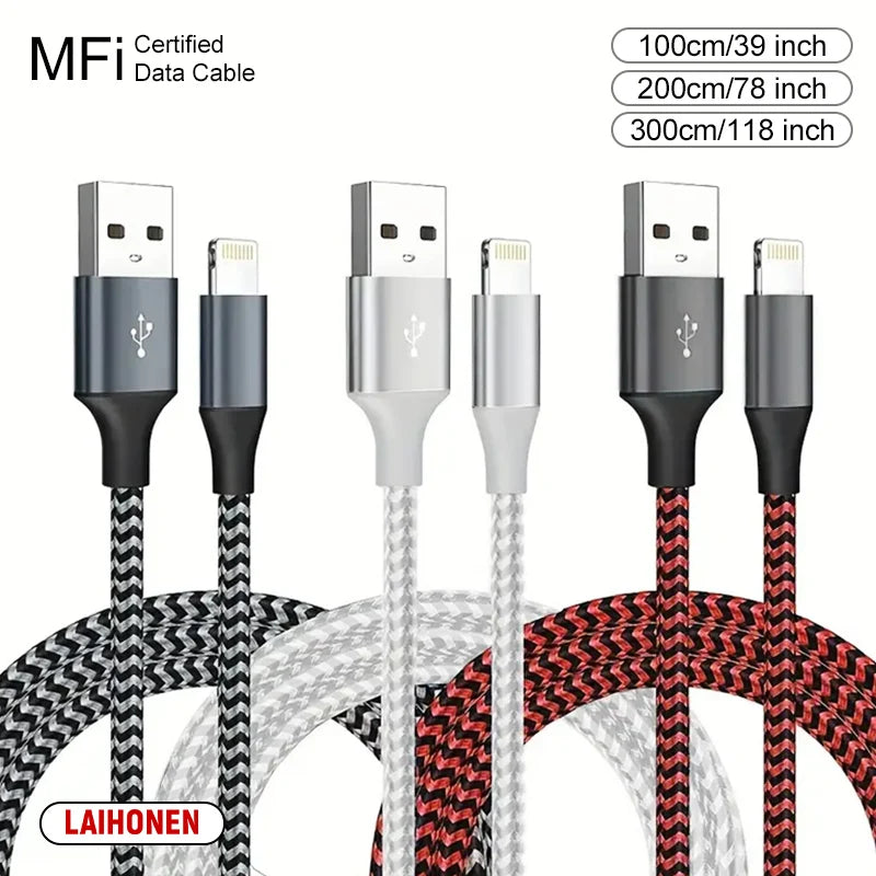 USB Lightning MFi Certified  Cable For iPhone 14 13 12 11 X XR Pro Max Fast Charging Cable Charger Data Wire Cord