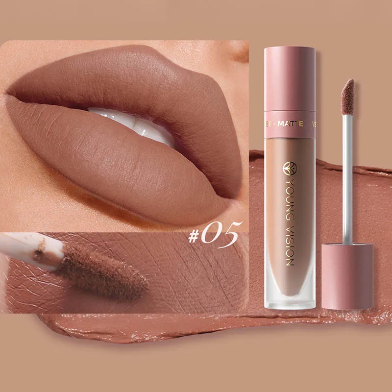 Long-Lasting Matte Liquid Lipstick - Waterproof Non-Stick Cup Lip Tint (8 Shades)