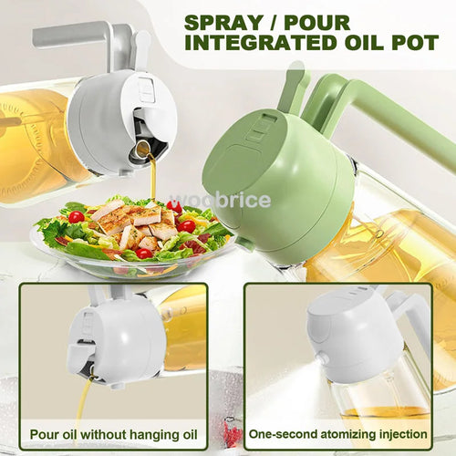 2-in-1 Glass Oil Sprayer & Dispenser Bottle - Dual Function Cooking Oil Dispenser for Kitchen & BBQ