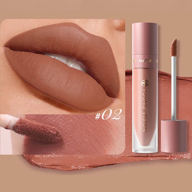 Long-Lasting Matte Liquid Lipstick - Waterproof Non-Stick Cup Lip Tint (8 Shades)