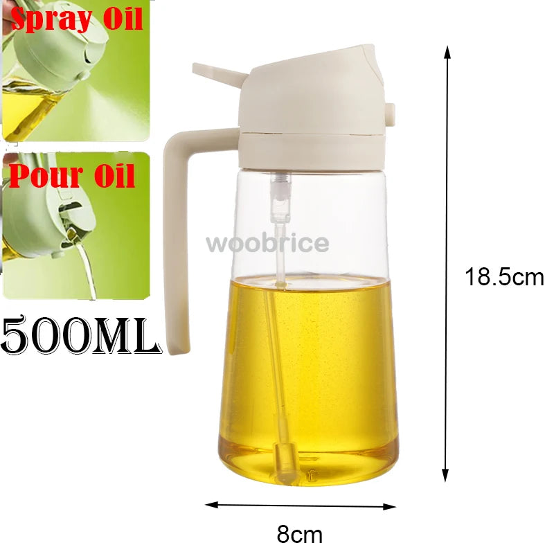 2-in-1 Glass Oil Sprayer & Dispenser Bottle - Dual Function Cooking Oil Dispenser for Kitchen & BBQ