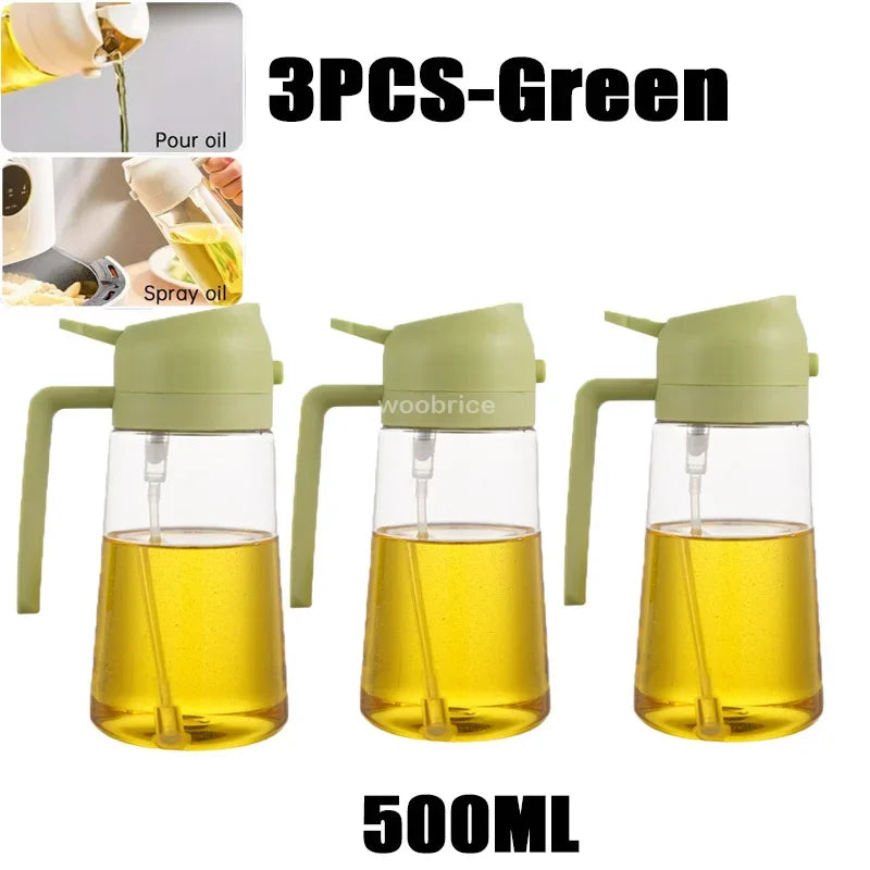 2-in-1 Glass Oil Sprayer & Dispenser Bottle - Dual Function Cooking Oil Dispenser for Kitchen & BBQ