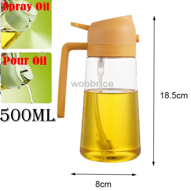 2-in-1 Glass Oil Sprayer & Dispenser Bottle - Dual Function Cooking Oil Dispenser for Kitchen & BBQ